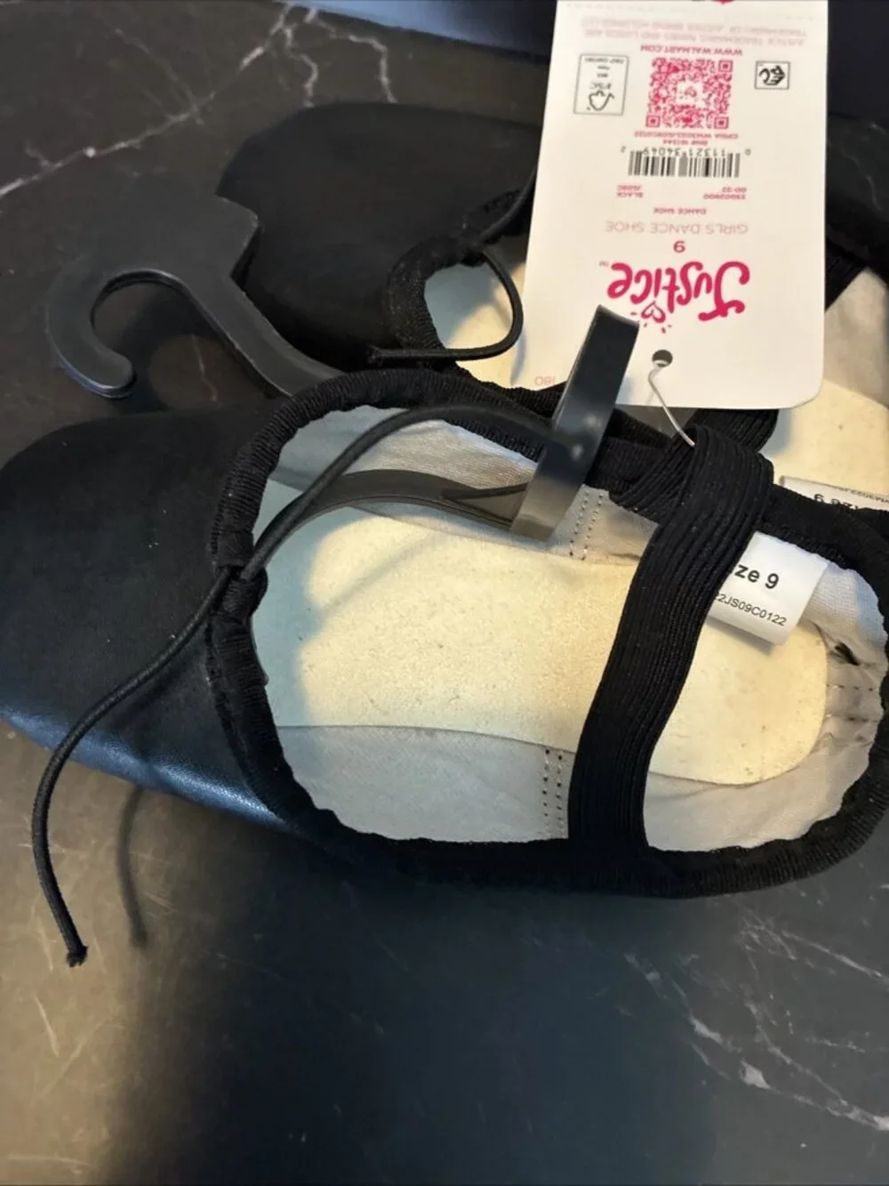Justice Girls Black Dance Shoes Ballet Jazz Slip On Size 11 New